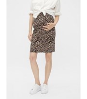 Mama.Licious Mamalicious Maternity Brown Leopard Print Jersey Midi Skirt